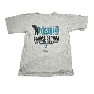 Vintage 90s Golf Funny Graphic Tee T-Shirt Freeman Golfwear Gray M Medium